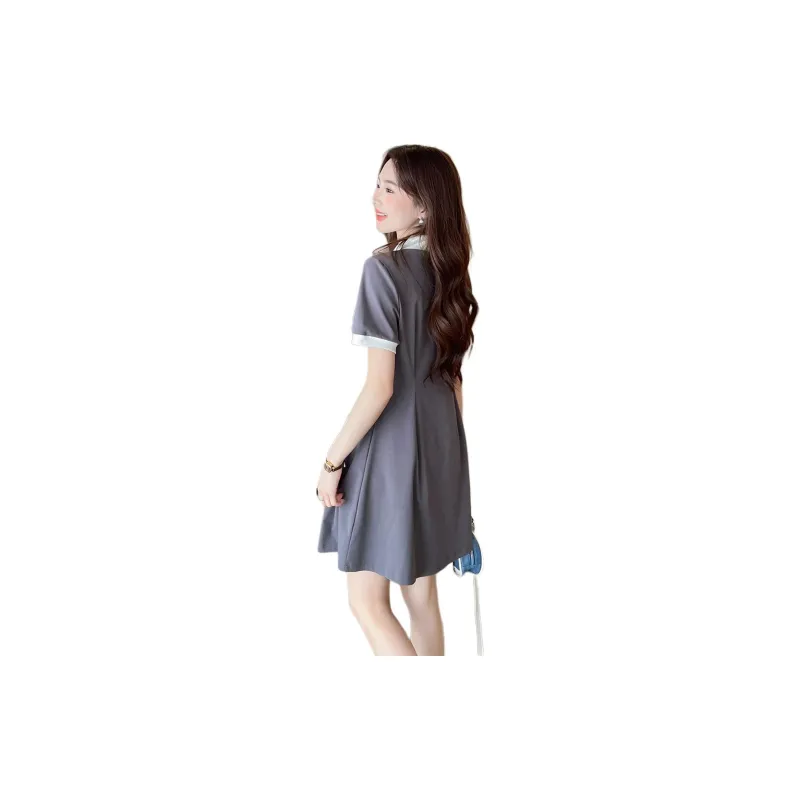 Tonlion Short Sleeved Dresses Women's Charcoal Gray-2