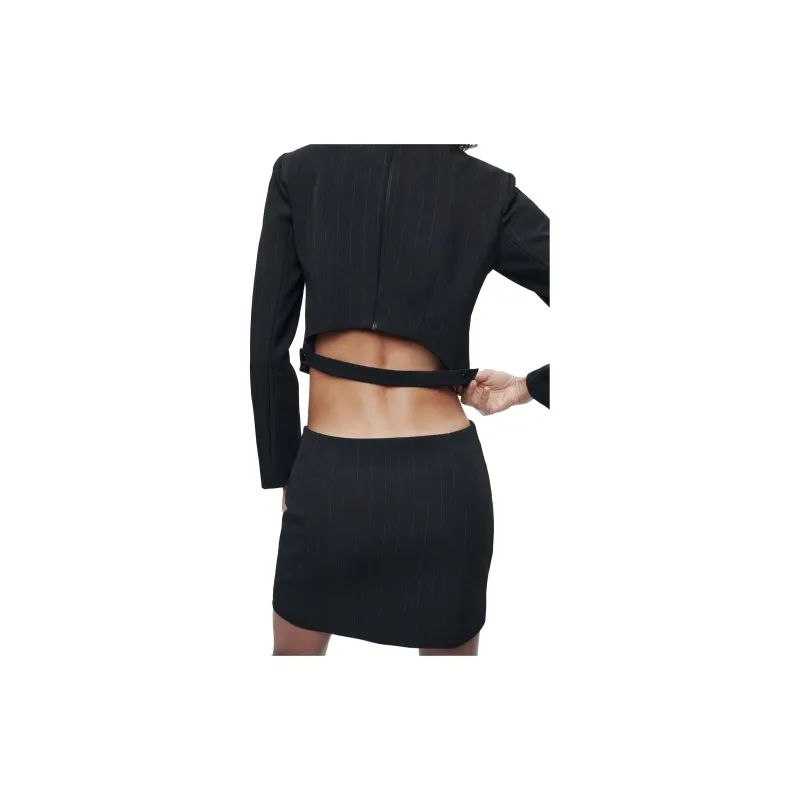 ZARA Crop Tops Women's Black-3