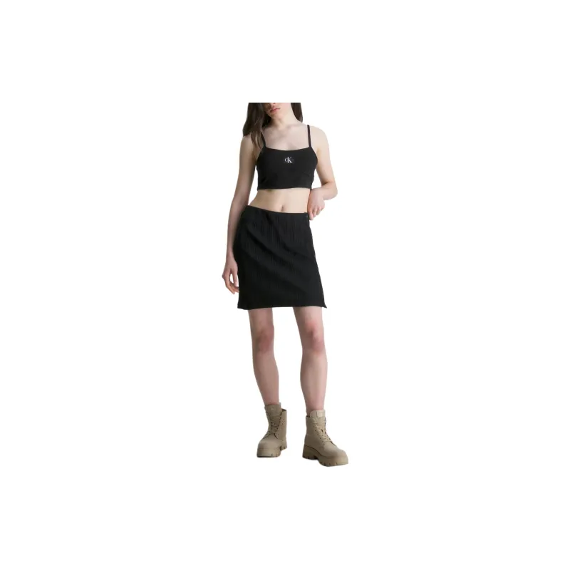 Calvin Klein Logo patch Cotton Skirt-1