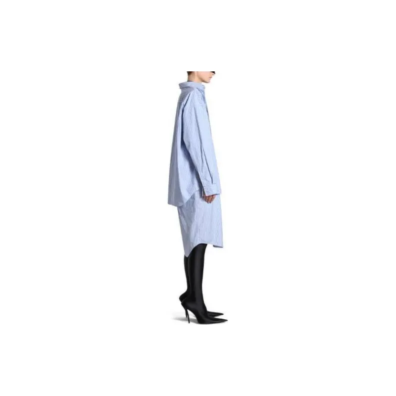Balenciaga Bb Striped Layered Shirt Dress-4