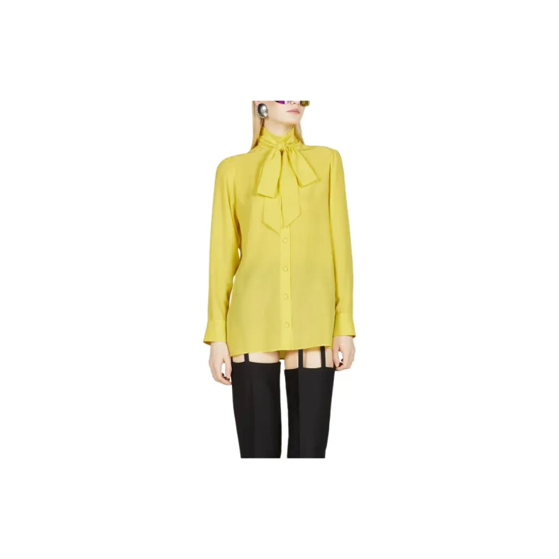 GUCCI Silk Shirt With Self Tie Bow Shirt Women's Yellow-2