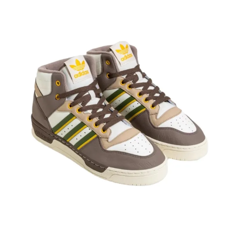 Adidas Originals Rivalry Durable Breathable Mid Top Skateboard Shoes Unisex White Umber-2