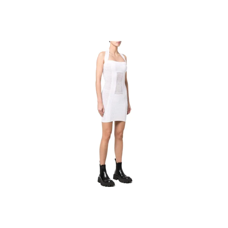 BALMAIN Sleeveless Dress Women's White-3