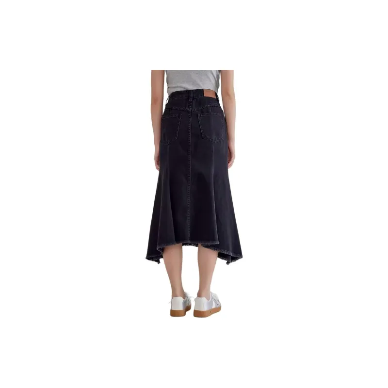 A21 Casual Long Skirts Women's Black Gray Color-4