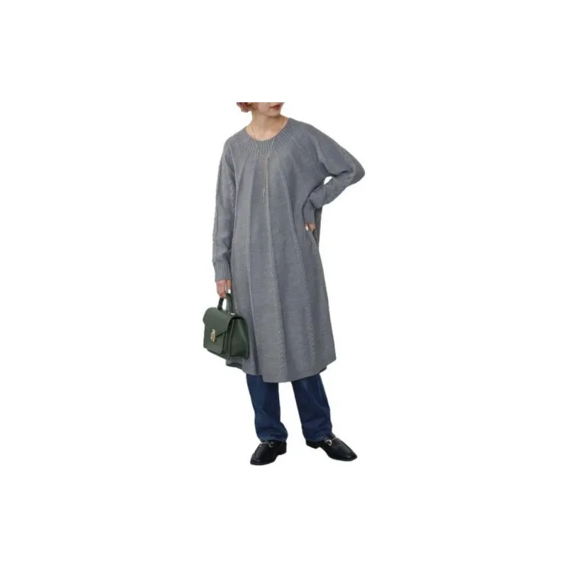 Beams Long Sleeved Dress Women's Top Gray-1