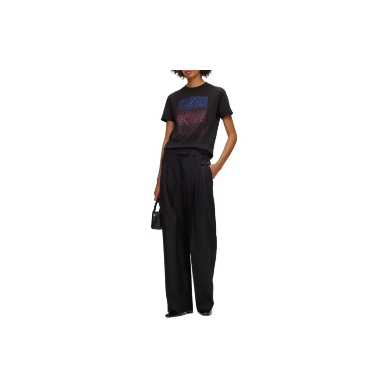 HUGO BOSS Logo Embellished Crewneck T Shirt-4