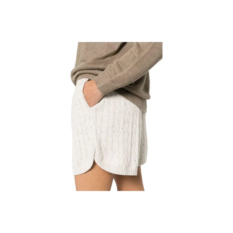 Brunello Cucinelli Sequin Embellished Knit Shorts-4