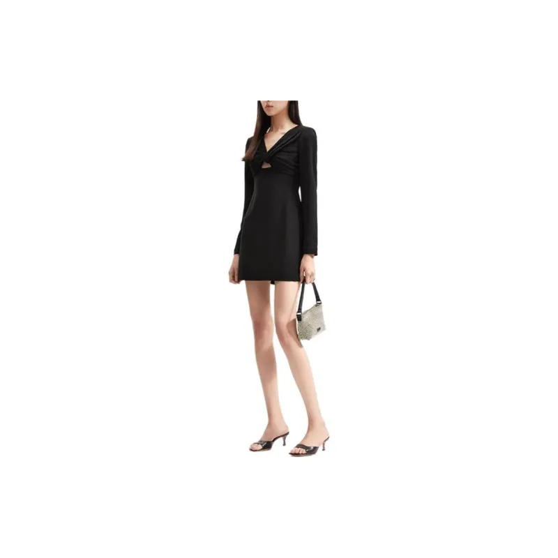 Self portrait Long Sleeved Dresses Women's Classic Black-3