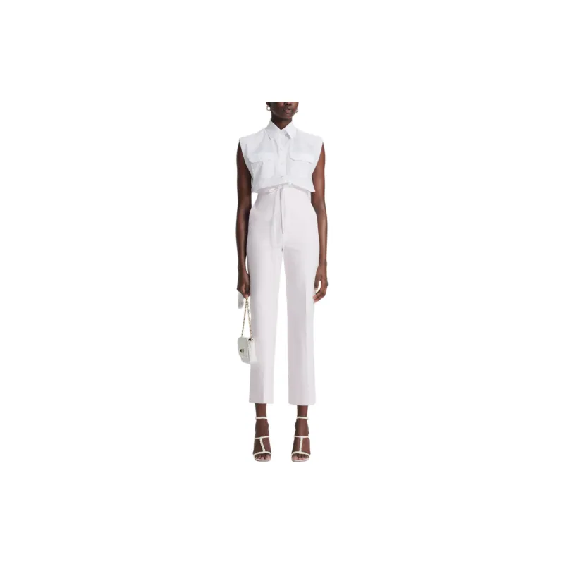 SCANLAN THEODORE Double Cotton Crop Trouser Suit Trouser Women's Tinted Pink/Light Pink-1