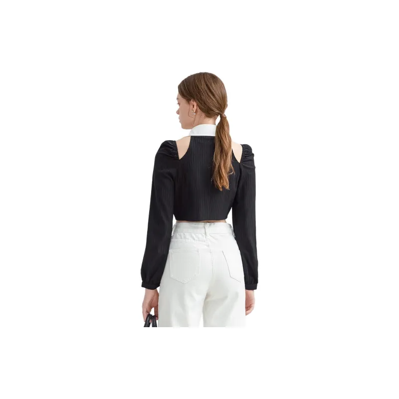 FOREVER 21 Crop Top Women's Black-1