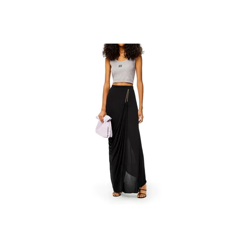 LOEWE Cropped Cotton Anagram Tank Top Grey/Black-1