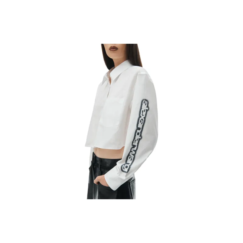 Alexander Wang Halo Print Cropped Button Up Shirt-4