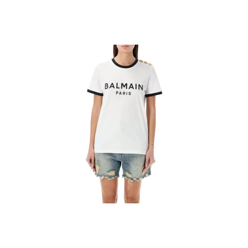 BALMAIN 3-Button Logo-print Cotton Top-1
