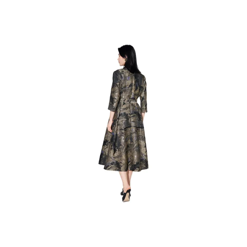 BBLLUUEE Trench Coat Women's Black/Champagne Gold-2