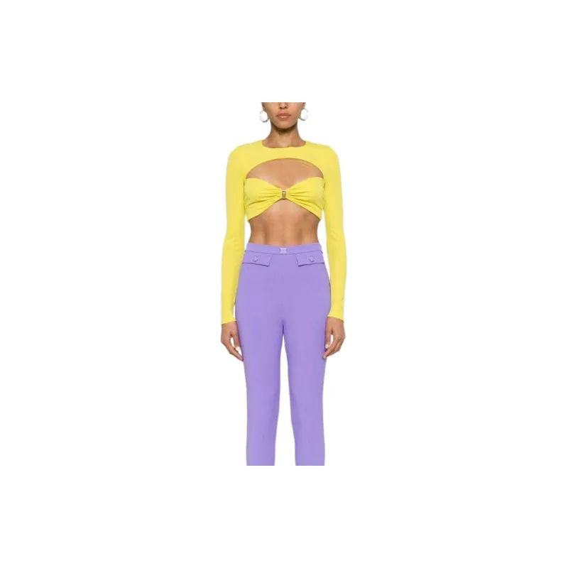 Elisabetta Franchi Cut-Out Cropped Long-Sleeved Top-1