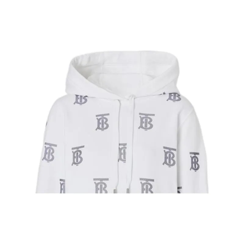 Burberry SS22 Women's Logo Hooded Long-Sleeve Sweatshirt White-5