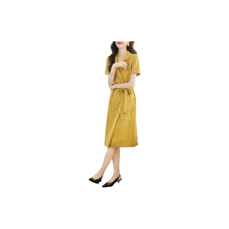 XWI Short Sleeved Dress Women's Yellow Green-1