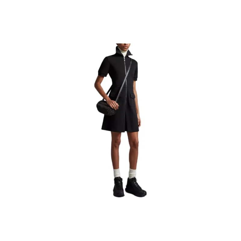 Moncler Polo Dress Short Sleeved Dress Women's Black-1