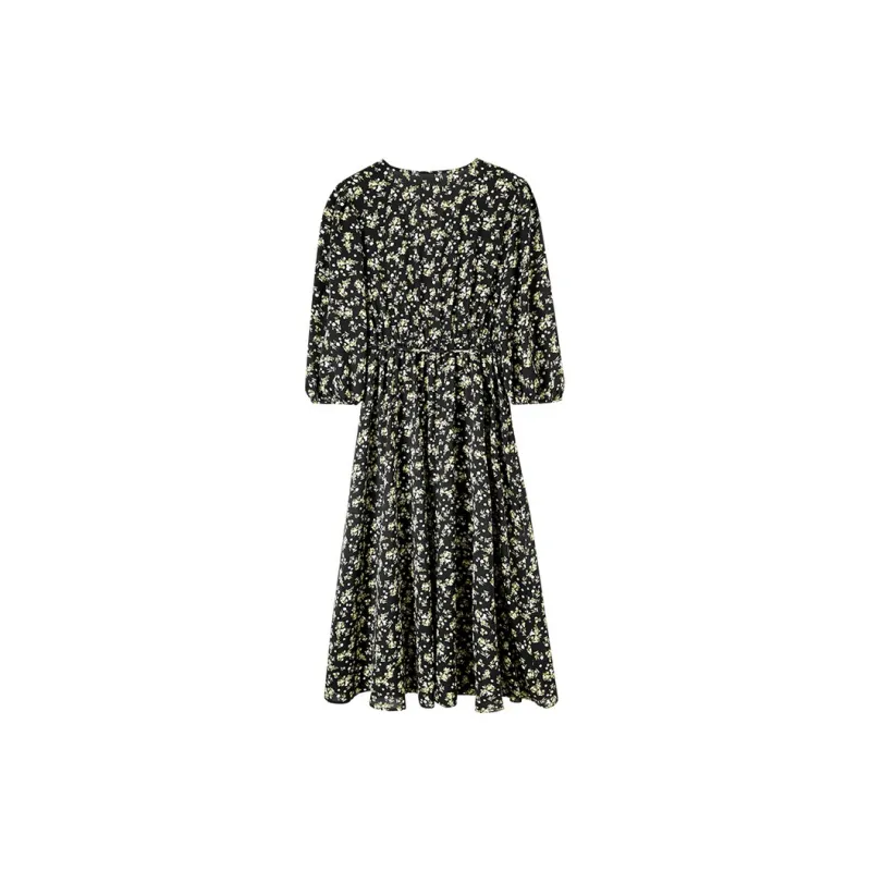 SENTUBILA Long Sleeved Dresses Women's Black Floral-7