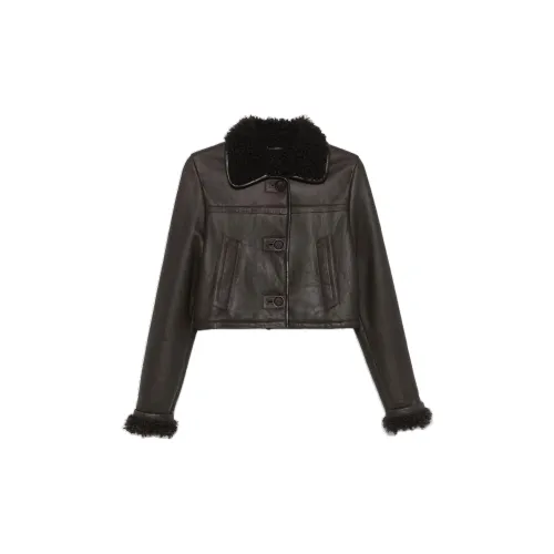 Manokhi Leather Jackets Women's Dark Brown