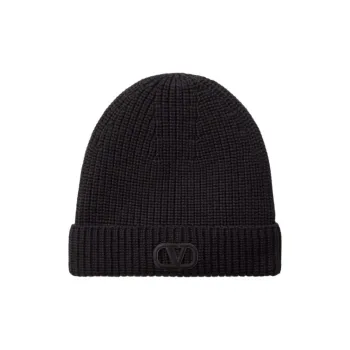 Valentino VLogo Signature Ribbed Wool Beanie