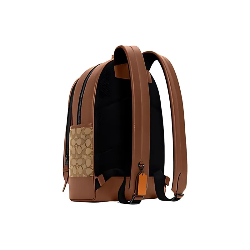 COACH Thompson Canvas Leather Backpack Large Size Unisex Khaki-1