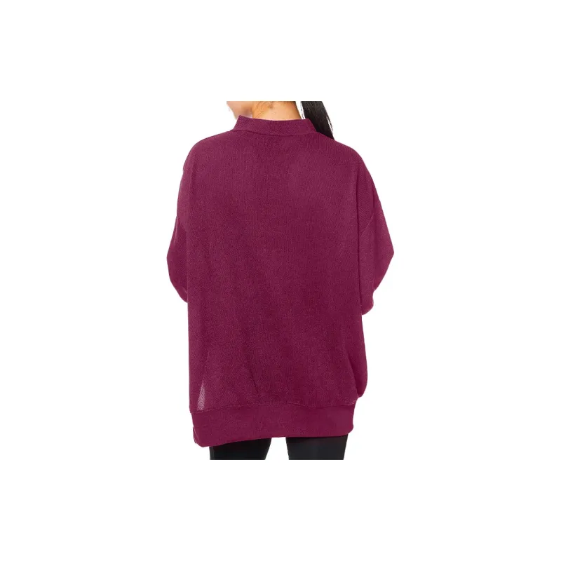 Champion Crew Neck Loose Fit Regular Sweatshirt Japan Version Women's Burgundy-1