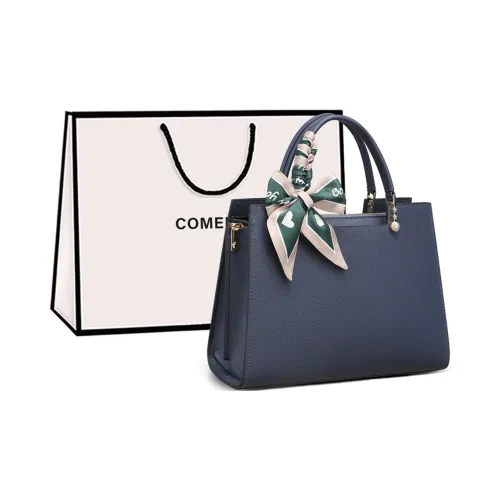 COMELY Cow Leather Patchwork Synthetic Leather Mommy Bag One Shoulder Handbag Regular Women's Blue