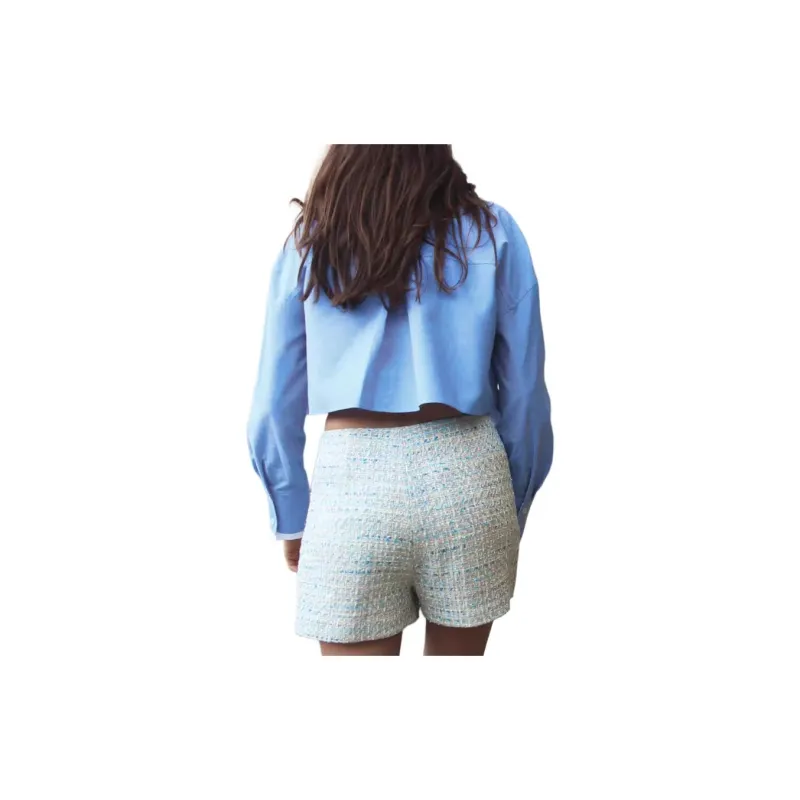 ZARA Casual Shorts Women's Gray/Blue-3