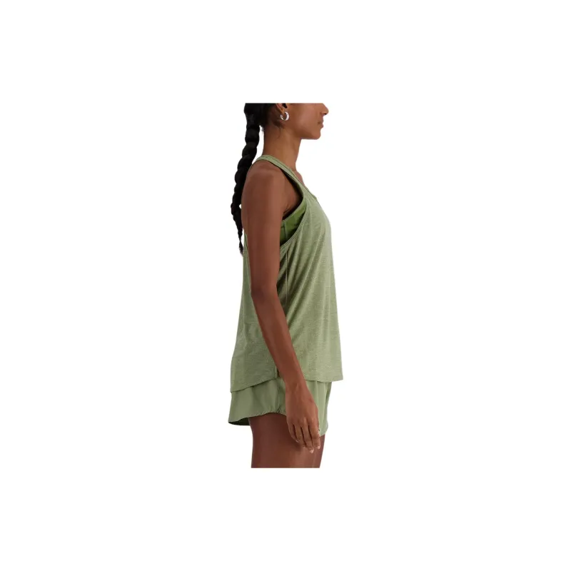 New Balance Athletics Tank Top Women's Dark Olive Stone Color-3