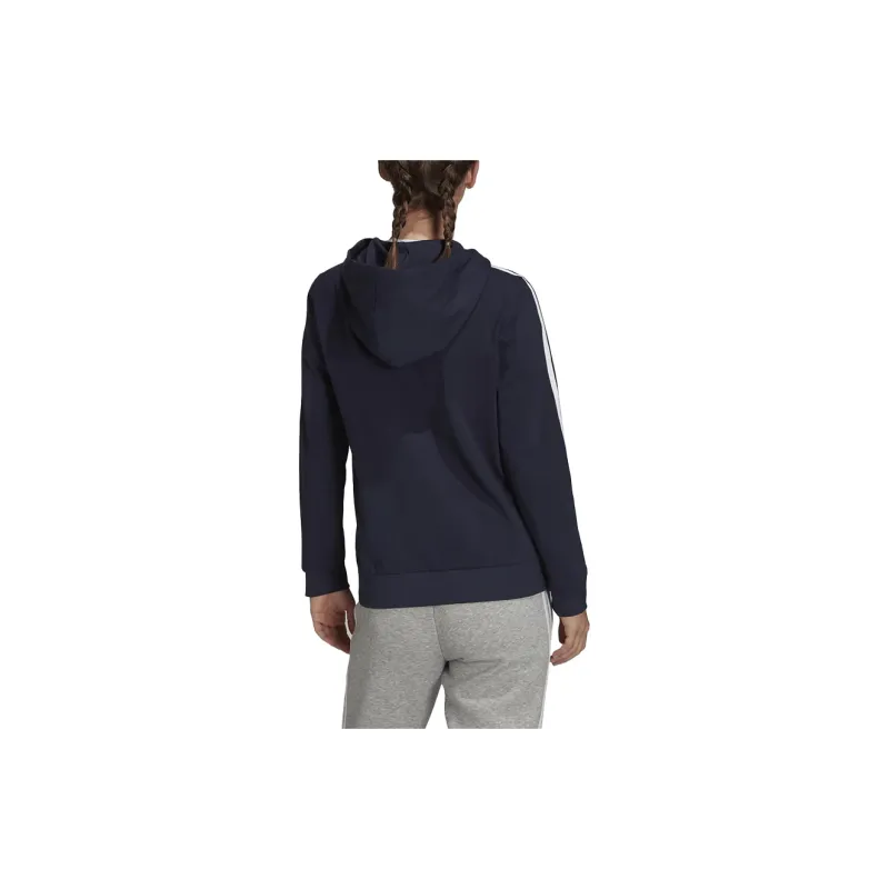 Adidas Essentials Single Jersey 3-Stripes Full-Zip Hoodie Jackets Coats Women's Blue-2