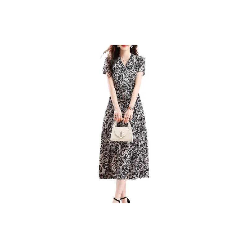 ETSE Short Sleeved Dresses Women's Black-2