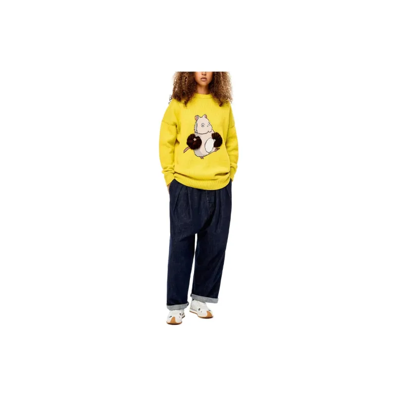 LOEWE QIANYUQIANXUN SS22 Loose Fit Sweater Women's Yellow-1