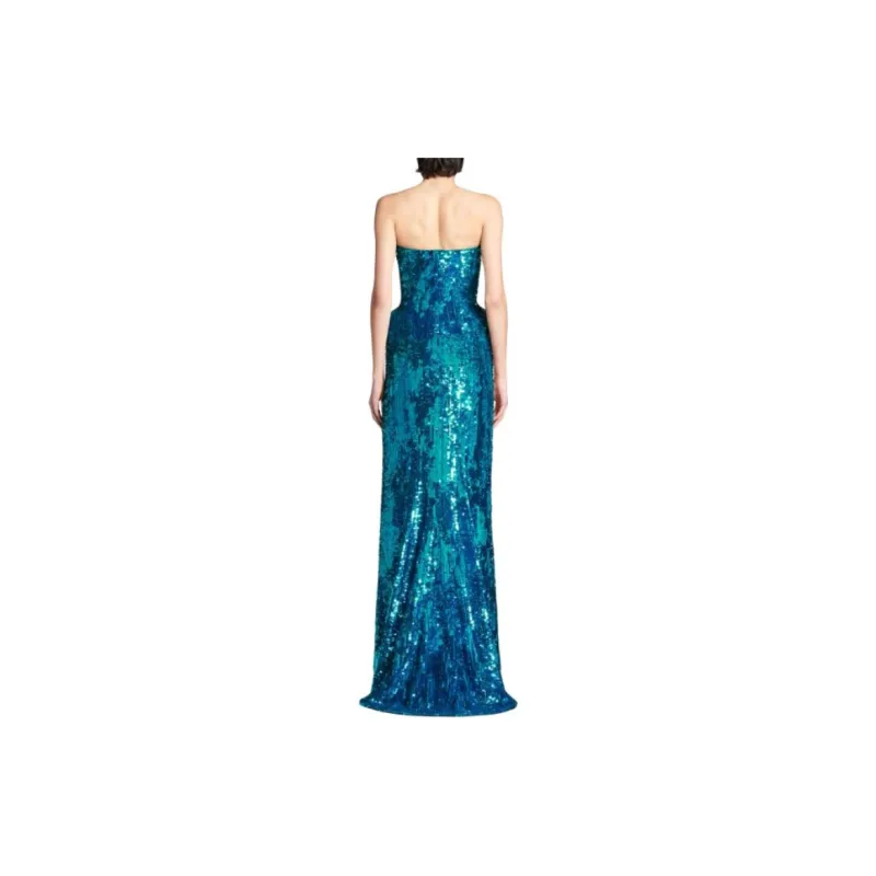 Balenciaga Bustier Gown In Turquoise Sleeveless Dress Regular Fit Women's Blue-3