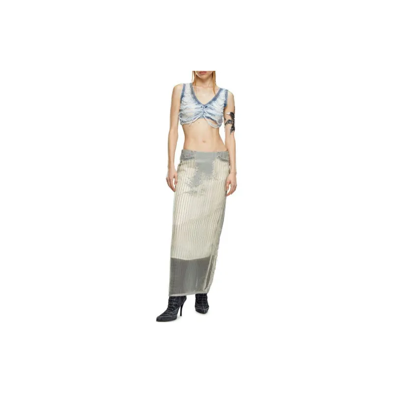 DIESEL SS24 Denim Long Skirt Women's White-1