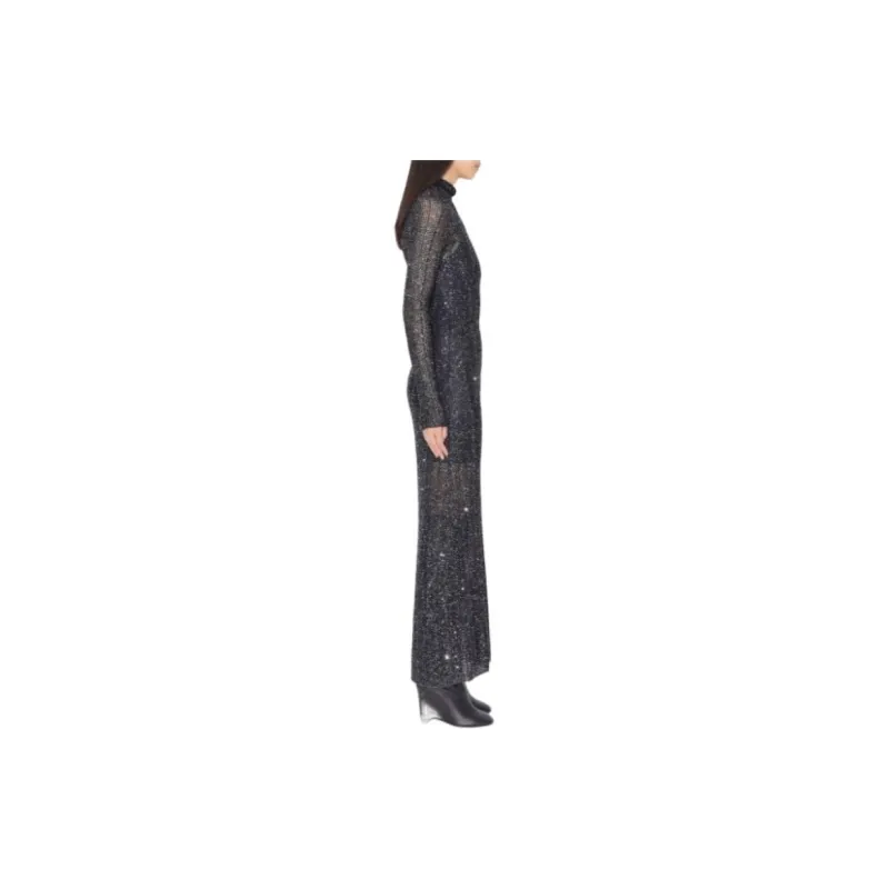 Alaia High-Neck Sequin Embellished Maxi Dress-3