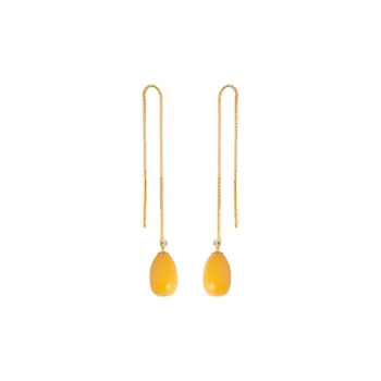 Xiaoyinjiang Beeswax Jade Earrings With Silver Hooks Women's