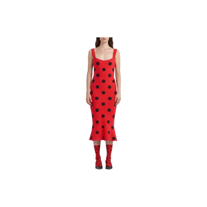 MARNI Polka Dot-Printed Flared Midi Dress-1