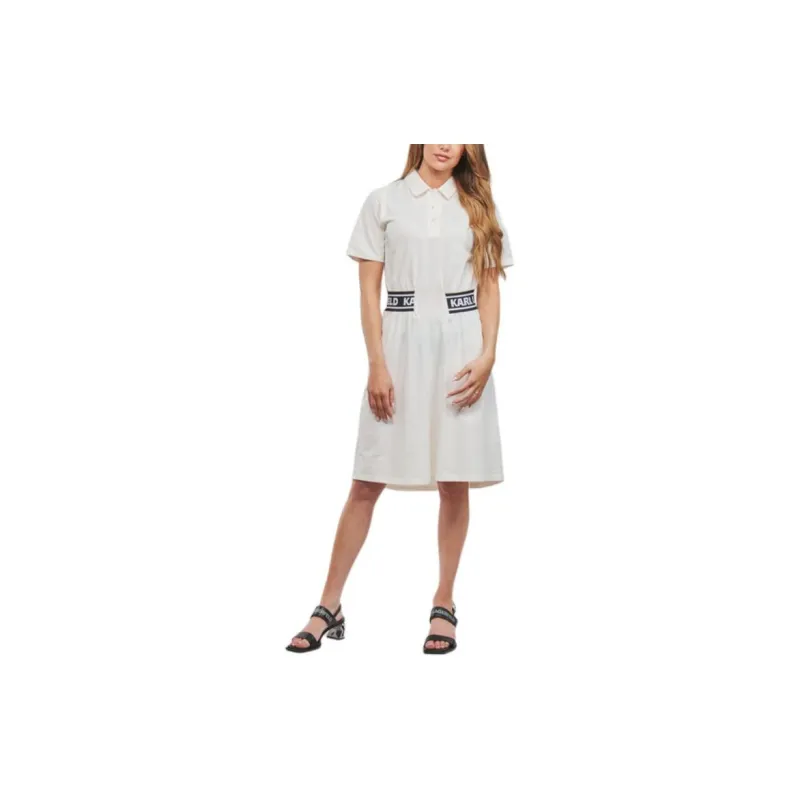 KARL LAGERFELD Short Sleeved Dress Women's White-1