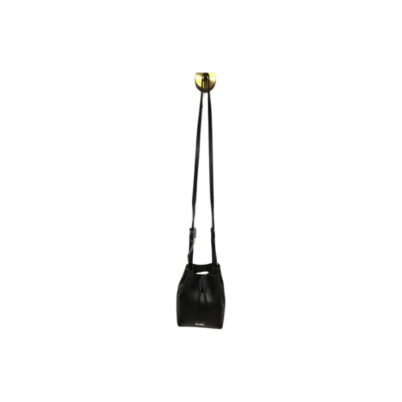 MaxMara Leather Bucket Bags Shoulder Bags Women's Black-5