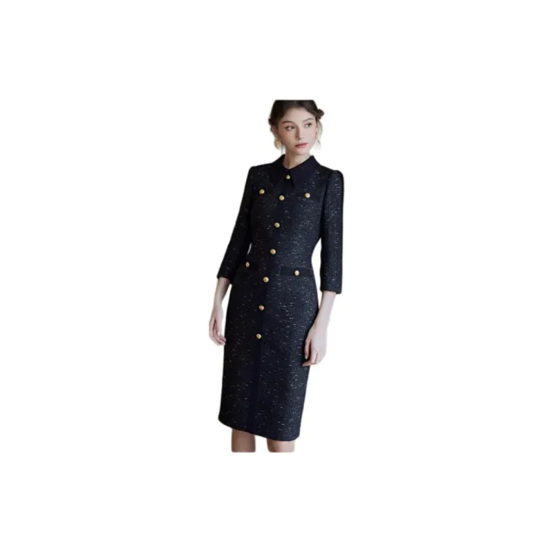 ROEYSHOUSE Long Sleeved Dresses Women's Dark Blue-3