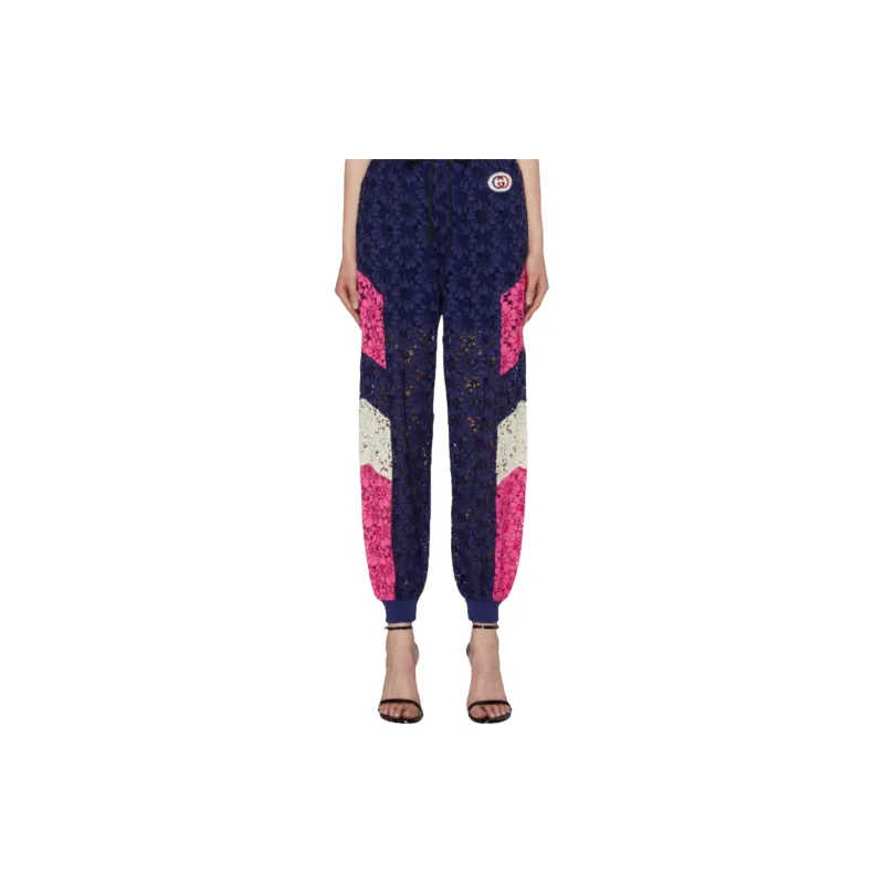 GUCCI Floral Lace Track Pants Ink Multi-2