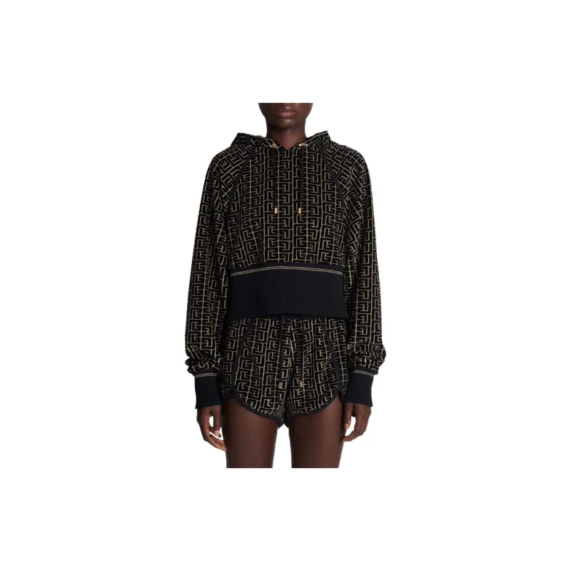 BALMAIN Monogram Cotton blend Hoodie-3