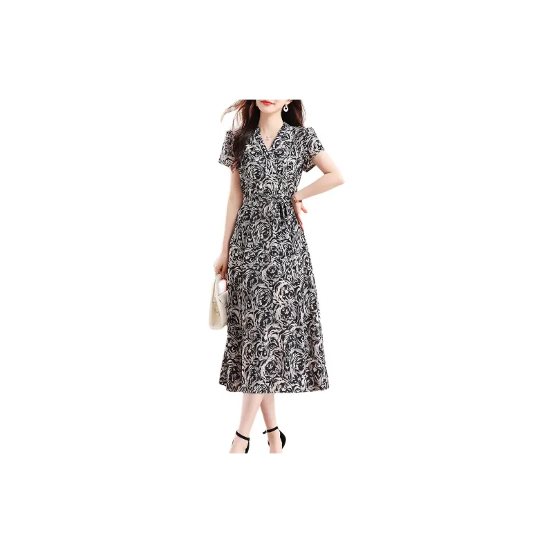 ETSE Short Sleeved Dresses Women's Black-1