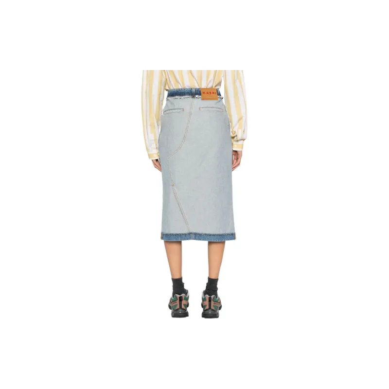 MARNI Inside out Denim Midi Skirt-3