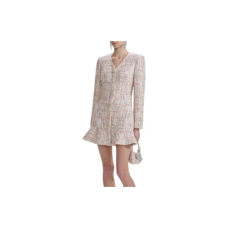 Self-portrait Long-Sleeved Dresses Women's White Multicolor-1