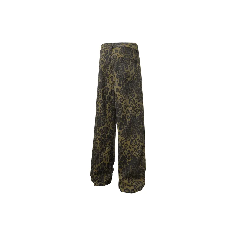 ELCORO Jeans Men's Leopard Print-1