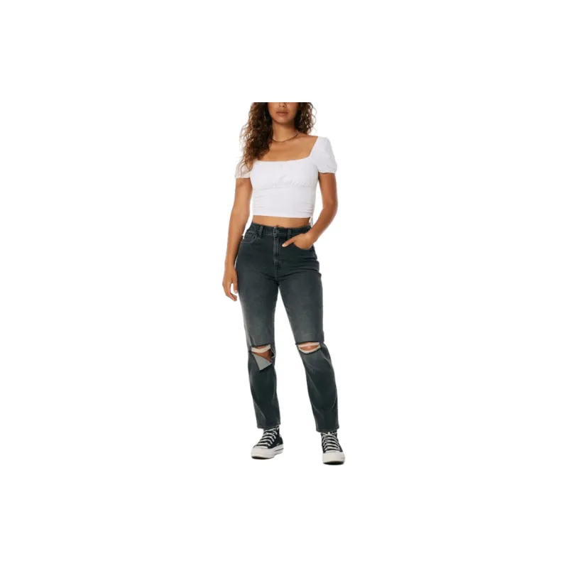 Hollister Jeans Women's Gray Ripped Washable-1
