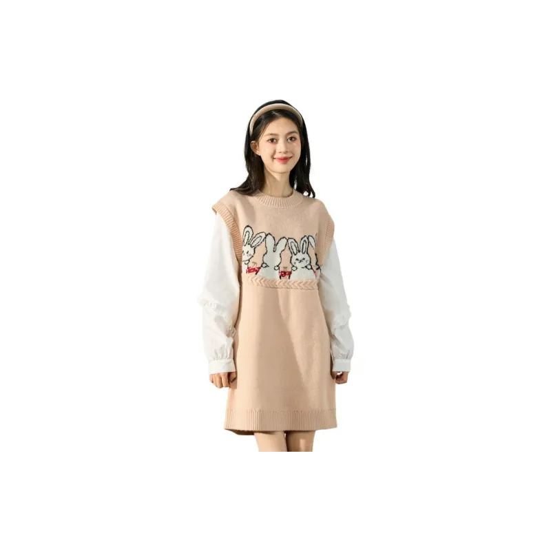 Tonlion Long Sleeved Dresses Women's Apricot-1