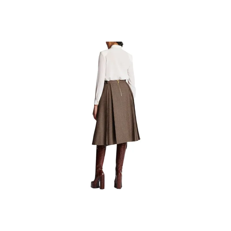 BALMAIN Houndstooth Checked print Pleated Skirt-3
